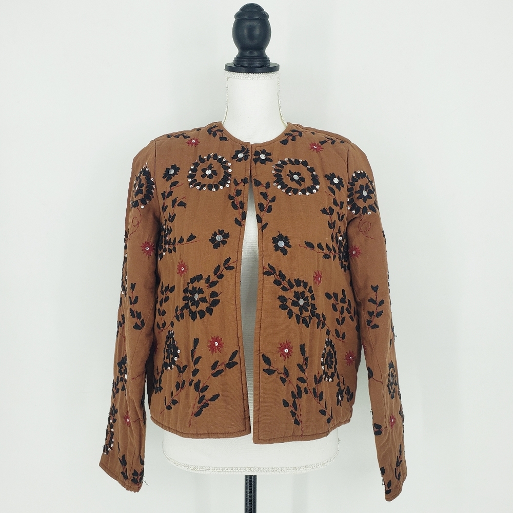 Mango Brown Embroidered Jacket - image 7